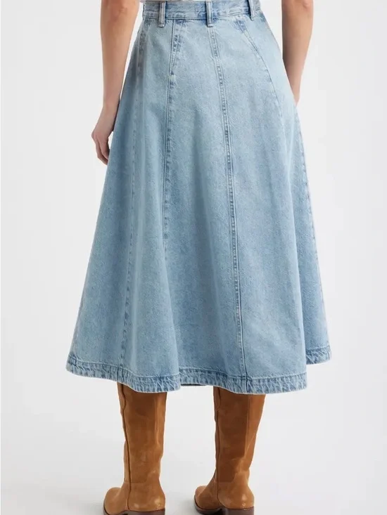 Madewell Light Wash Denim A-Line Midi Skirt - Picture 3 of 4